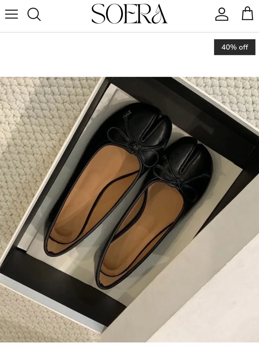 NWT never worn Classic Black Bow Tabi Style Ballet Flats 6.5